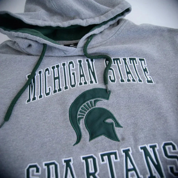 Vintage Colosseum Michigan State Spartans Grey & Green Pullover Hooded Sweater M - Picture 12 of 12